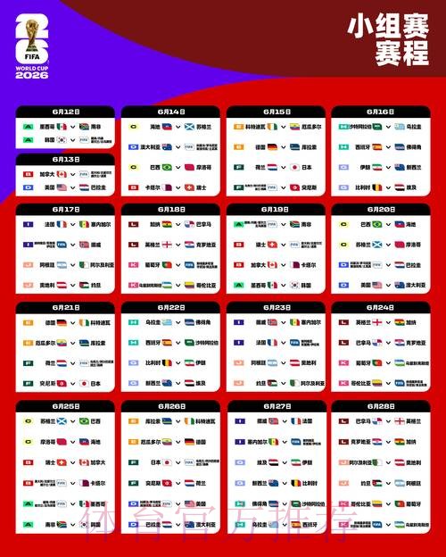 2026世界杯小组赛赛程一览最新时间表直播平台